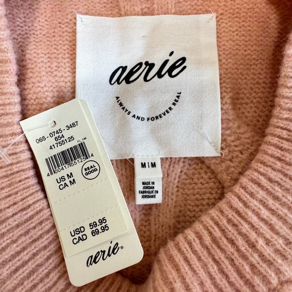 AERIE Unreal Cable Knit Crewneck Sweater NWT - Picture 8 of 12